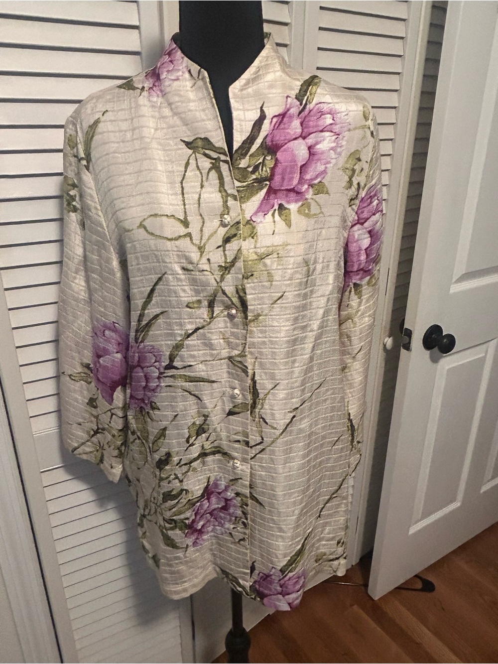 Anna And Frank Cream Jacket with Purple Floral Print M tall